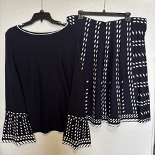 Nick And Zoe 2 piece Navy Blue Sweater and Skirt Set NWT Size XL Geometric