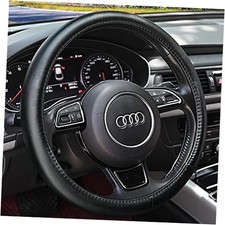 Heavy Duty Pure Cowhide Steering Wheel Cover, Genuine Leather black- 1