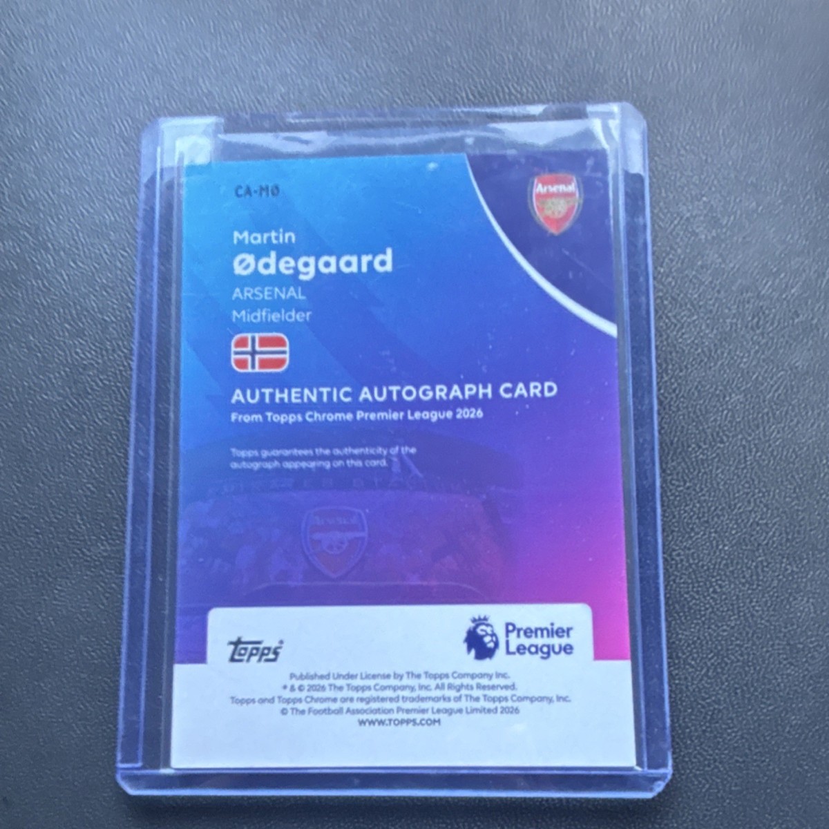 Topps Serial # Autograph Martin Ødegaard Arsenal Chrome 2026 /75