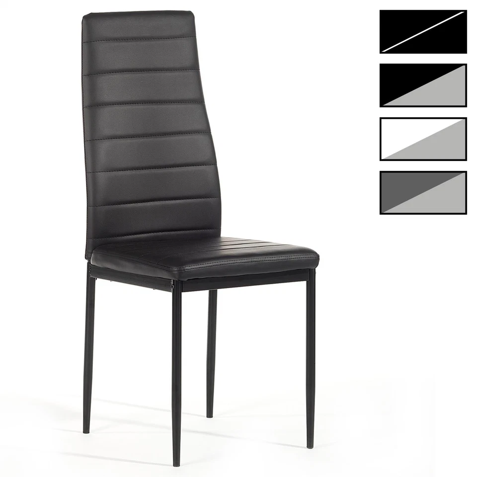 Lot de 4 chaises de salle à manger piètement métallique revêtement synthétique - Photo 1/1