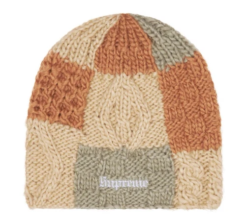 Bonnet tricoté Supreme Block marron
