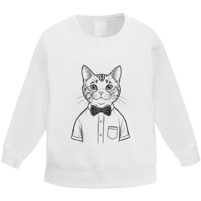 Kinder Sweatshirt / Pullover / Pulli ''Katze mit Fliege'' (KW047795)