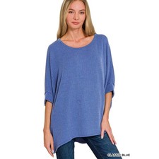 Zenana Raised Rib Bat Sleeve Top