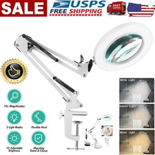 10X Magnifying Glass Desk Light Magnifier LED Lamp Working Desk Lamp with Base  