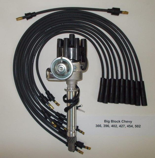 CHEVY BIG BLOCK 396427454 BLACK Electronic Small HEI Distributor & PLUG WIRES eBay