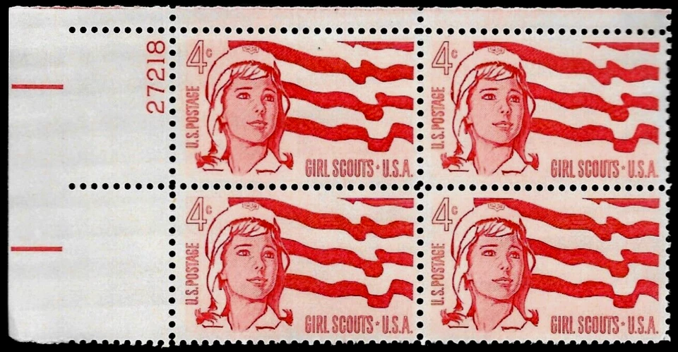 GIRL SCOUTS #1199 US FLAG 50 YEARS 1961 COMMEMORATIVE MNHVF 4c STAMP PLATE BLOCK - Image 3 of 4