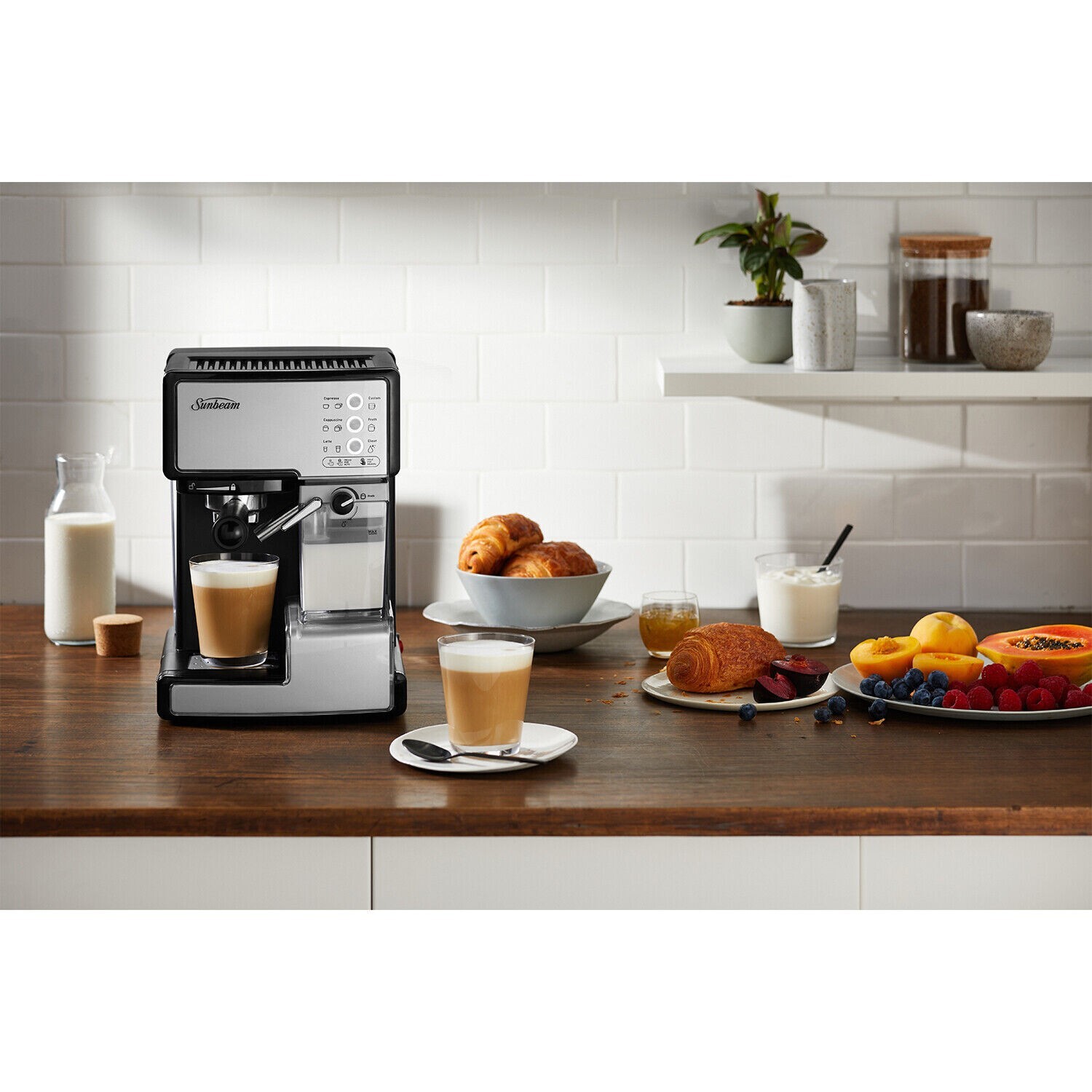 Sunbeam Semi Automatic Coffee Machine with Milk Frother Single Double