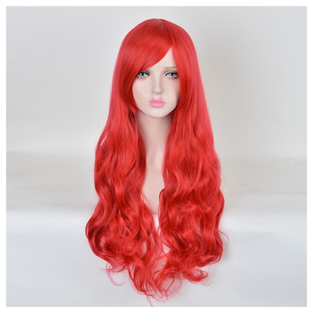 Princess Little Merman Ariel Red Wig Long Curly For Kids Children