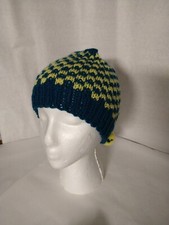 New Children's Unisex Handmade Winter Hat - Cyan and Yellow