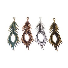 10pcs Vintage Bronze Alloy Peacock Feather Charms Pendants Craft Findings 51051