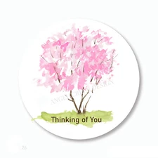 Thinking of You Apple Blossoms Tree Scrapbook Stickers Envelope Seals Labels