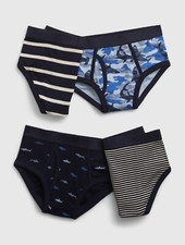 GAP KIDS BOY ORGANIC COTTON BRIEFS UNDERWEAR PACK 4 CAMO SHARK XL 12 NEW