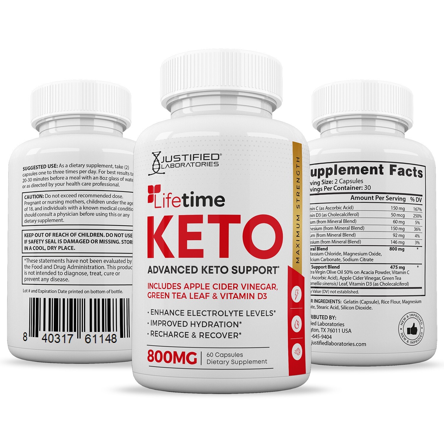 Lifetime Keto ACV Pills 1275 MG Stronger Than Gummies Keto Support 1 Bottle