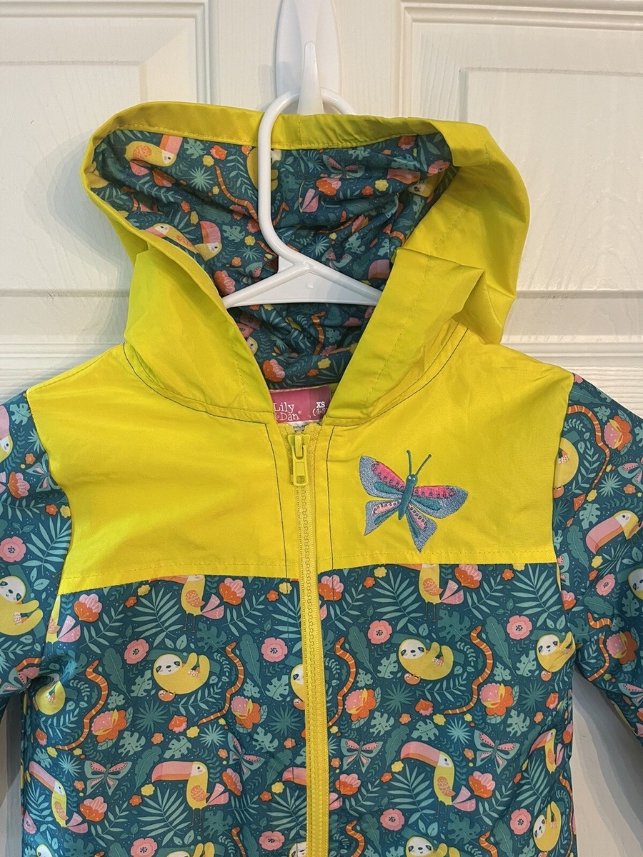 Lily & Dan Girls XS (4-5) Rain Coat Jacket w/ Hood, Lined