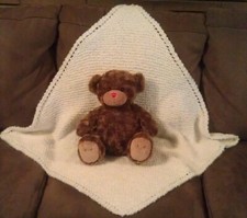 NEW White New Baby Gift Knit Handmade Crib Blanket afghan super soft-26" square