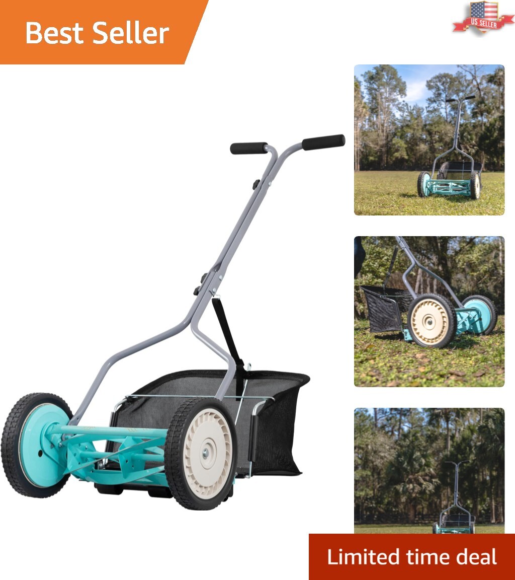 Lightweight 14-Inch Push Reel Lawn Mower for Precise Scissor-Cut Grass