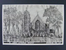 Shawano Wisconsin St. James Lutheran Church Drawing Real Photo Postcard RPPC '49