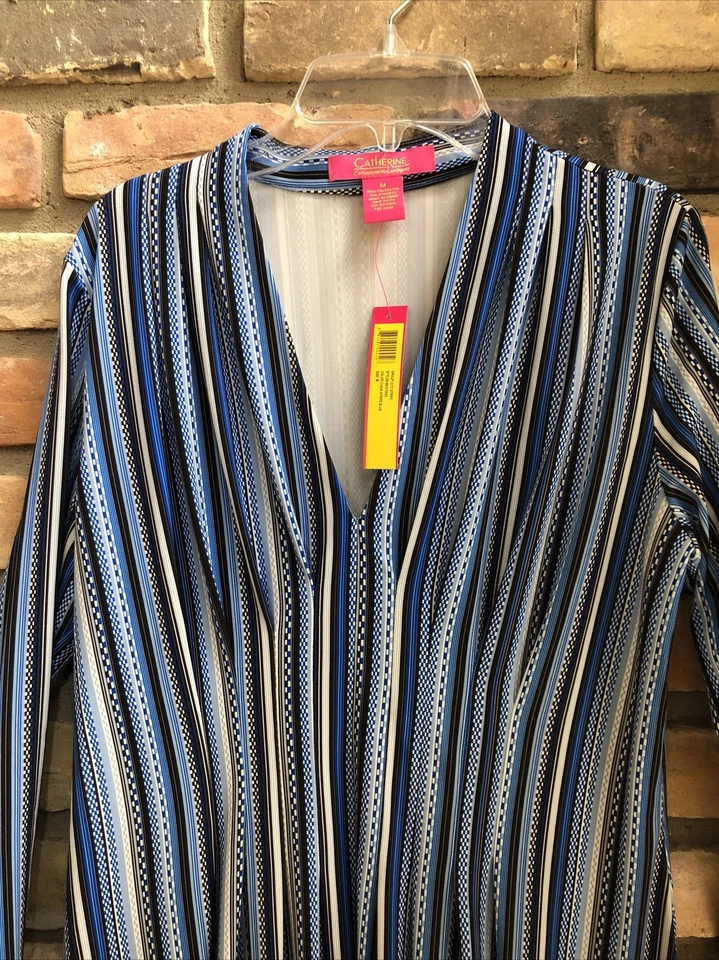 Sexy Vestido Catherine Malandrino Azul Rayas Bodycon M Nuevo Con Etiquetas Foto 3 de 4