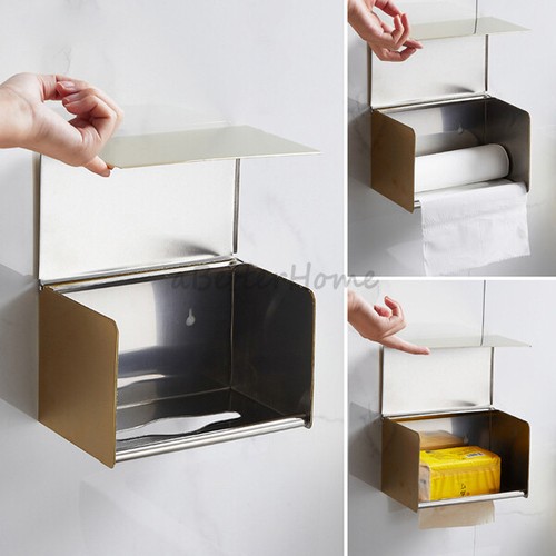 Stainless Steel Toilet Waterproof Tissue Box Wall Mounted Roll Paper Holders NEW - Picture 6 of 11