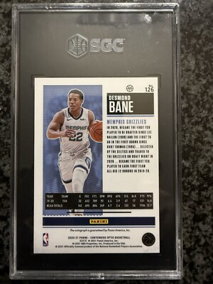 2020-21 Contenders Optic Desmond Bane #126 Rookie Ticket Variation