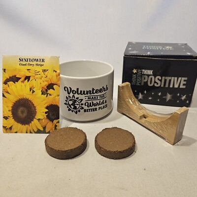 Sunflower Ceramic Garden Pot 4'' x 3'' With Garden Pics- Volunteer gift