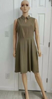 NWT $98 Women T Tahari Linen Blend A-Line Dress Olive Sleeveless Stretch Size 8 | eBay NWT $98 Women T Tahari Linen Blend A-Line Dress Olive Sleeveless Stretch Size 8 | eBay