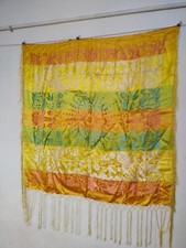 vintage taj mahal type silk piano shawl fringes scarf brocade textile itm1095