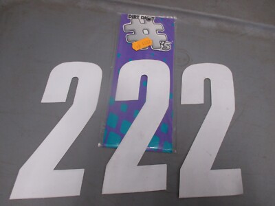NOS Dirt Digit Number Plate Competition Stick-On White 6