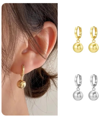 Damen Ohrringe Klapp-Creolen Kugel 925 Silber Geschenk