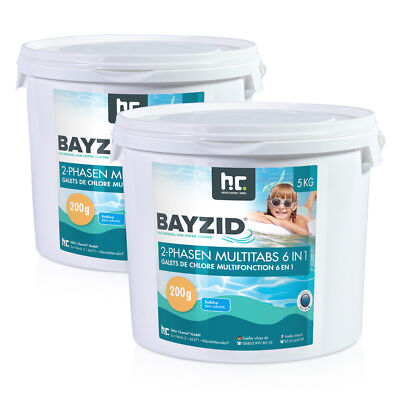 2 x 5 kg BAYZID  2-Phasen-Multitabs 200g 6in1 Chlortabetten Chlor Tabs Pool