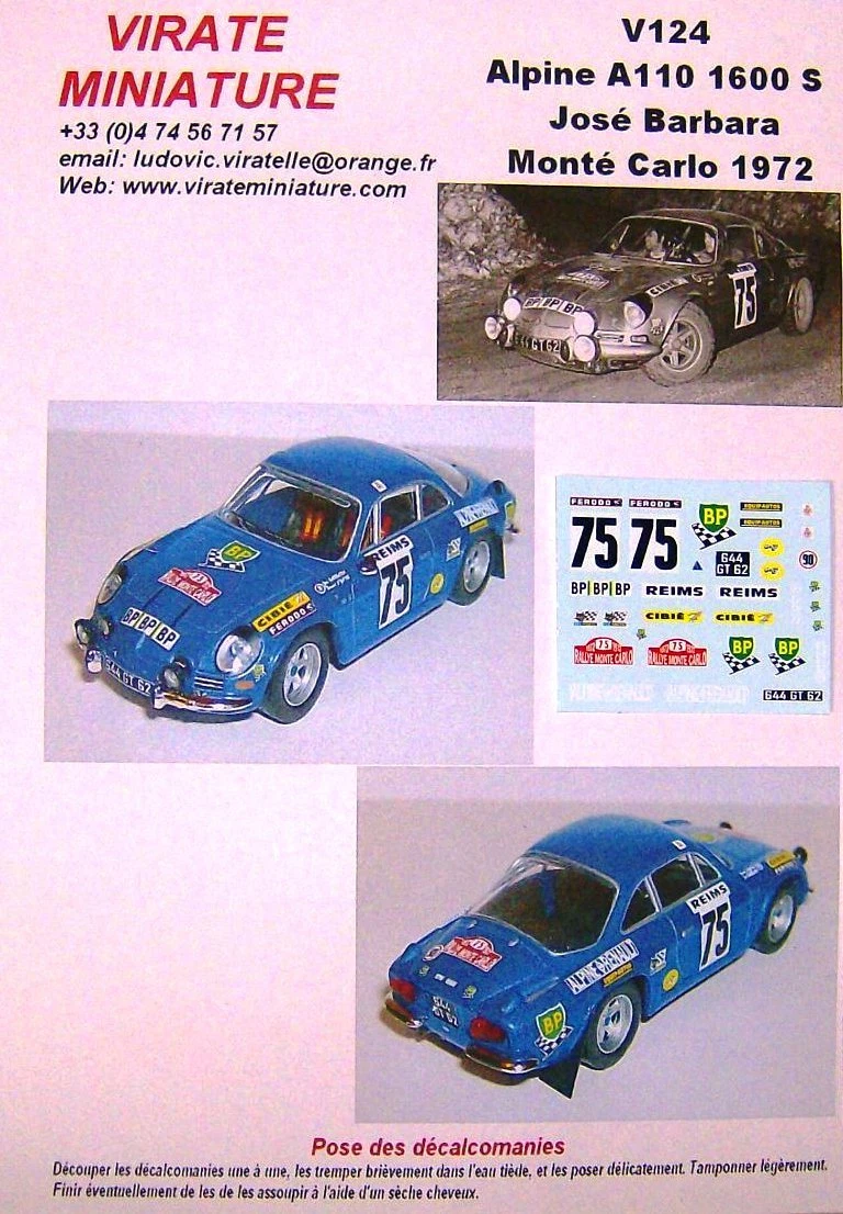 1:18 KYOSHO RENAULT Alpine A110 Rallye Monte Carlo 1973 Andruet #18