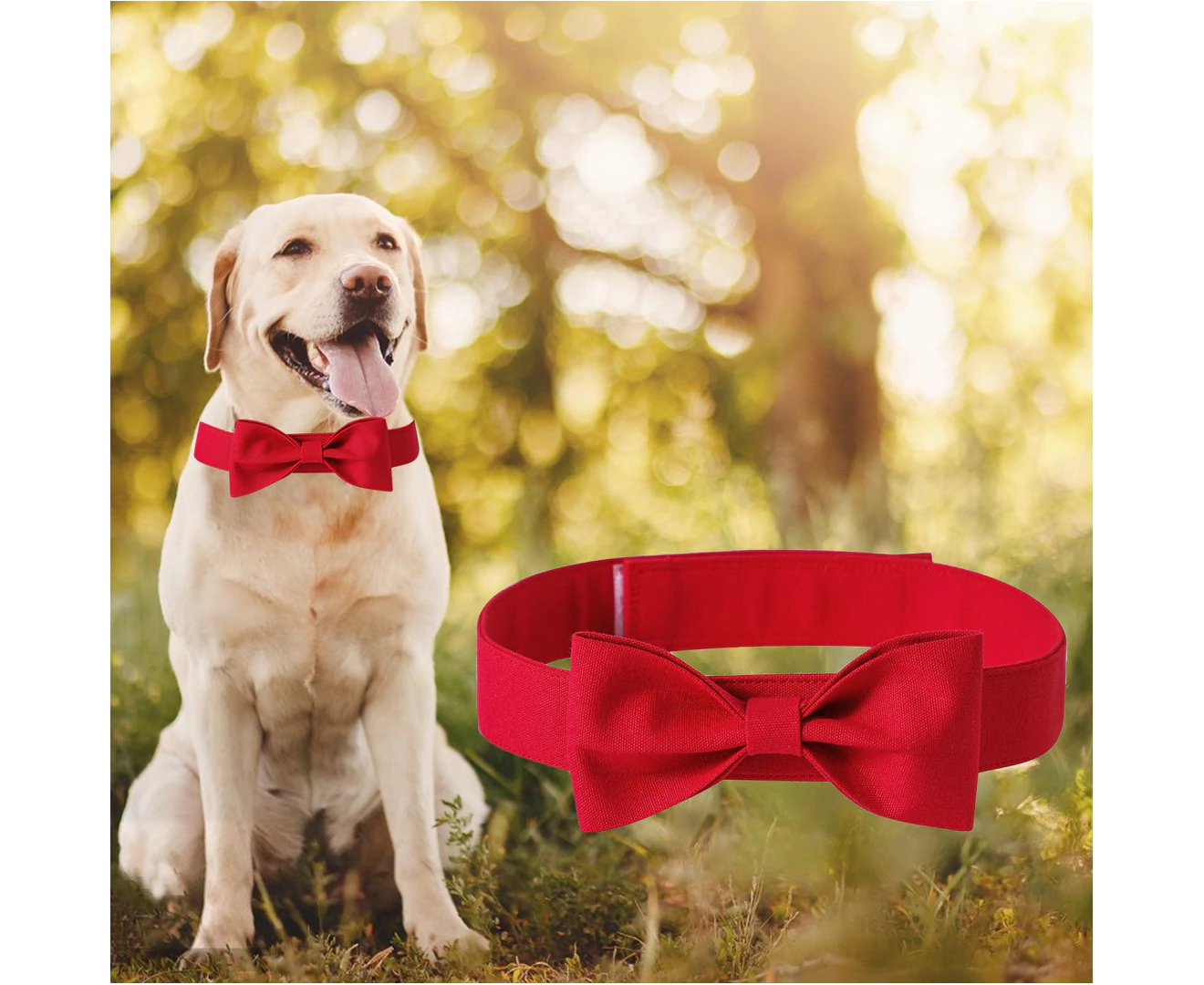 Dog Neck Tie Solid Color Adjustable Head Wear Pet Bow Collar Dog