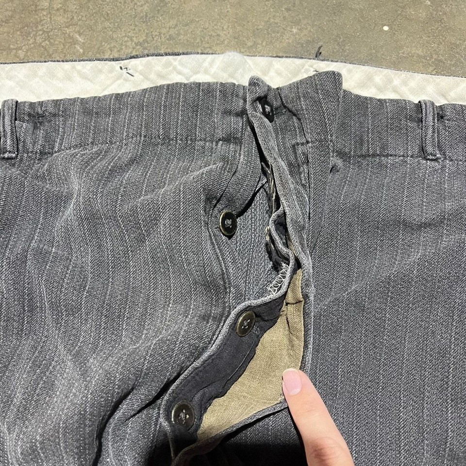 Vintage 40s Salt & Pepper Black Cotton Work Pants 42x30 1940s True