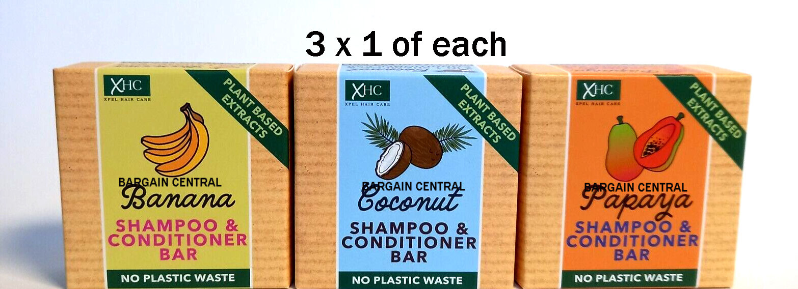 3 X XHC Shampoo & Conditioner Bar No Plastic Waste Coconut, Banana