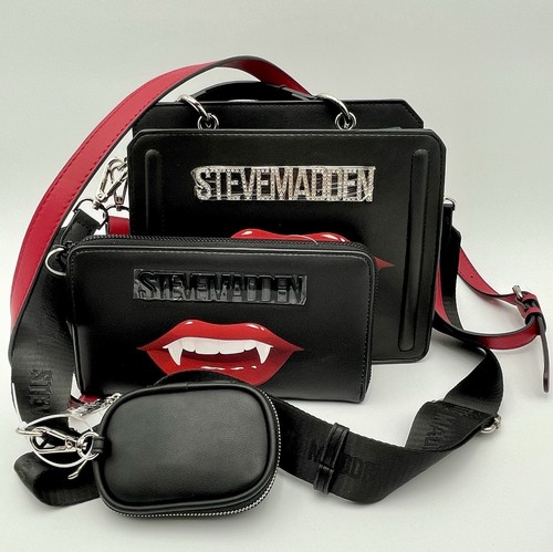 Steve Madden Halloween Vampire Lips Bevelyn Satchel Bag/Purse & Wallet Set BN!