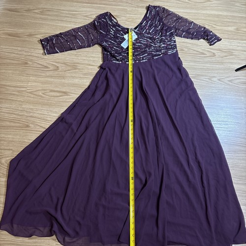 NWT JKara Women's 3/4 Sleeve with Scallop Beaded PopOverGownWine Size14 MSRP$186 - Picture 9 of 20
