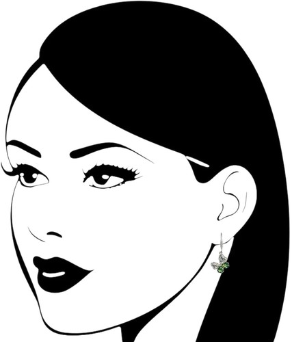Green Heart Butterflies Swarovski Elements Crystal Earrings 18K Wht Gold Plated - Picture 5 of 5