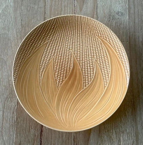 STANGL CORN Maize-Ware 12" Chop Plate Platter Round Golden Pottery Vintage