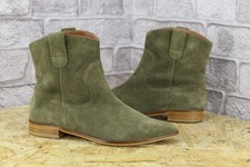 GREEN SUEDE PULL ON WESTERN STYLE BOOTS SIZE 4 / 36 BY SHELLYS GOOD USED CON