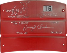 Joe Montana and Dwight Clark Signed Candlestick Red Seatback w/Inscs-Silver Ink