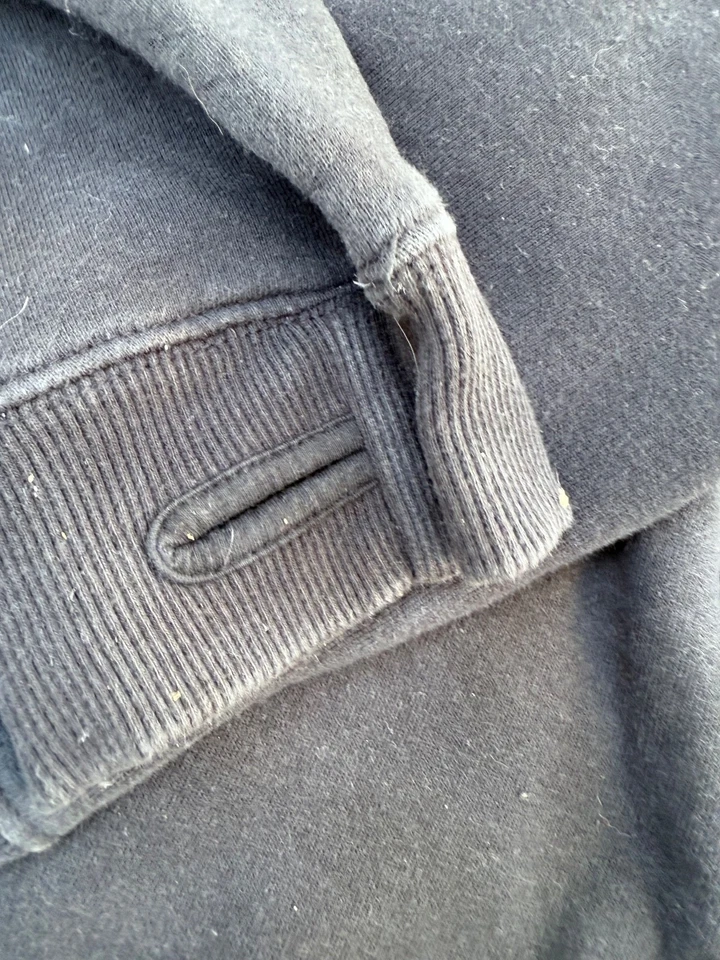 Suéter Analógico Para Hombre L Negro Cuello Redondo Pullover Envejecido Lavado N8 Foto 3 de 4