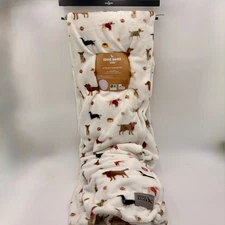 Eddie Bauer Home Ultra Soft Plush Dog Print Full Queen Blanket Cozy