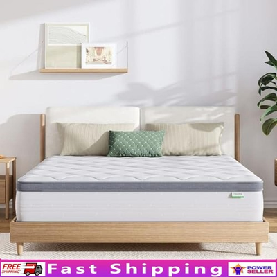 #ad 12 Inch King Hybrid Mattress Foam Pocket Coils Pressure Relief Motion Isolation $371.01