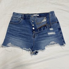 PacSun Vintage High Rise Distressed Denim Shorts Blue Size 29 Button Fly Cutoff
