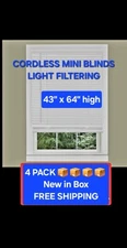 (4 Pack)  43"x64" Cordless White Window Mini Blinds 1" Slats Light FILTERING  🪟