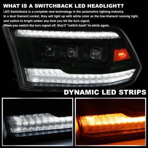 Fits Black 2009-2024 Dodge Ram Full LED Sequential Signal Projector Headlights - Picture 12 of 13