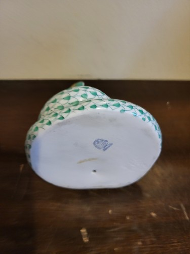 Vintage Herend Hungary Porcelain Fishnet Figurine Cobra Snake Green - Picture 6 of 8
