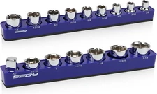 2-Piece 1/2"-Drive SAE Magnetic Socket Organizer Set (Holds 16 Sockets)