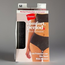 Hanes Comfort Period Protection Cotton Stretch Brief Women's Underwear Size Med