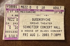 QUEENSRYCHE/DREAM THEATER RARE CONCERT TICKET STUB PORTLAND, OR 08/01/2003